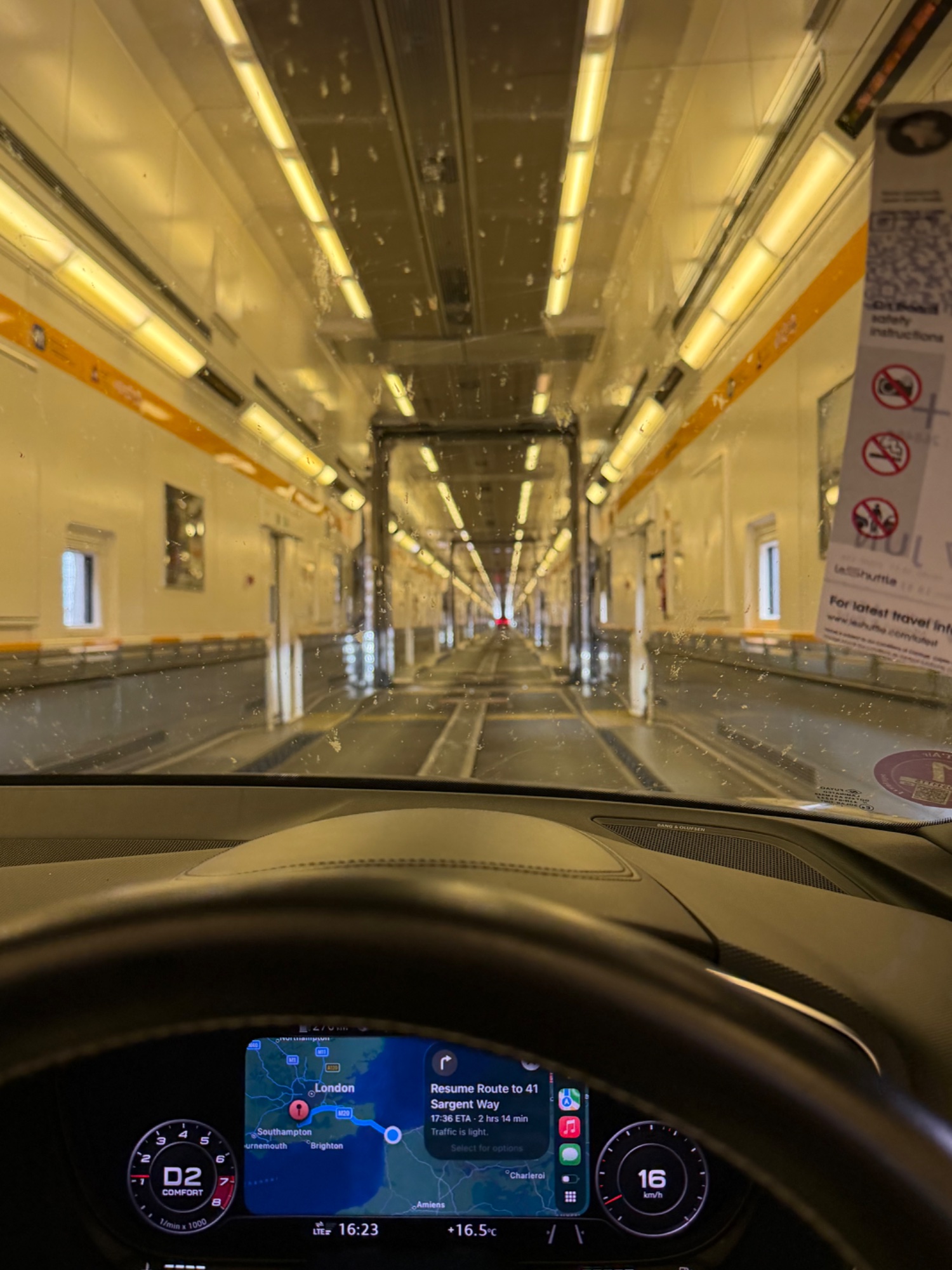 In a car, on a train about to go under the sea …