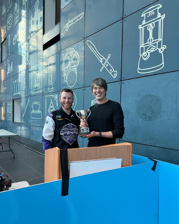 When #AWSDeepRacer royalty @_dbro meets physics royalty @profbriancox