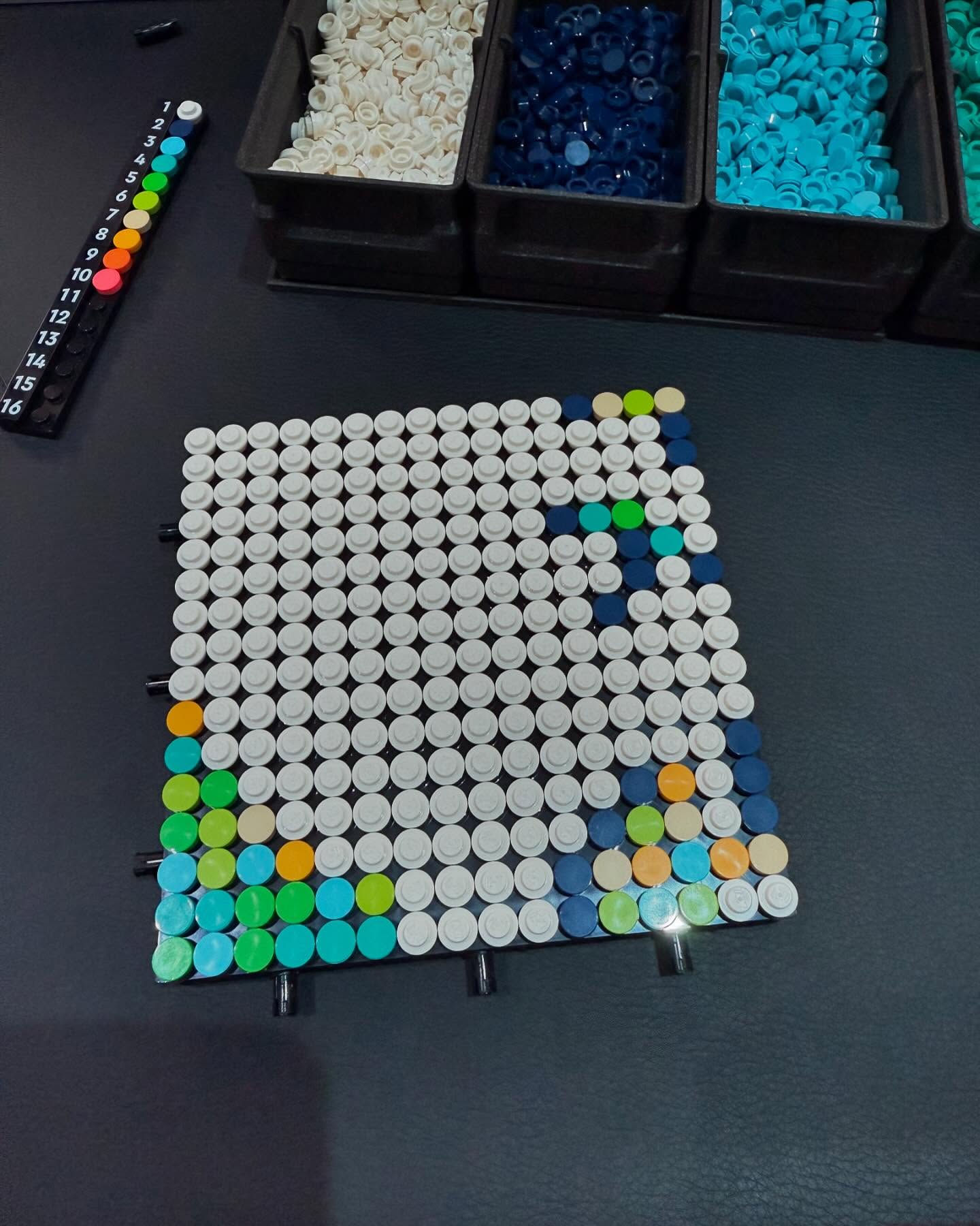 Next row completed one 16x16 panel at a time (5 to a row) #lego