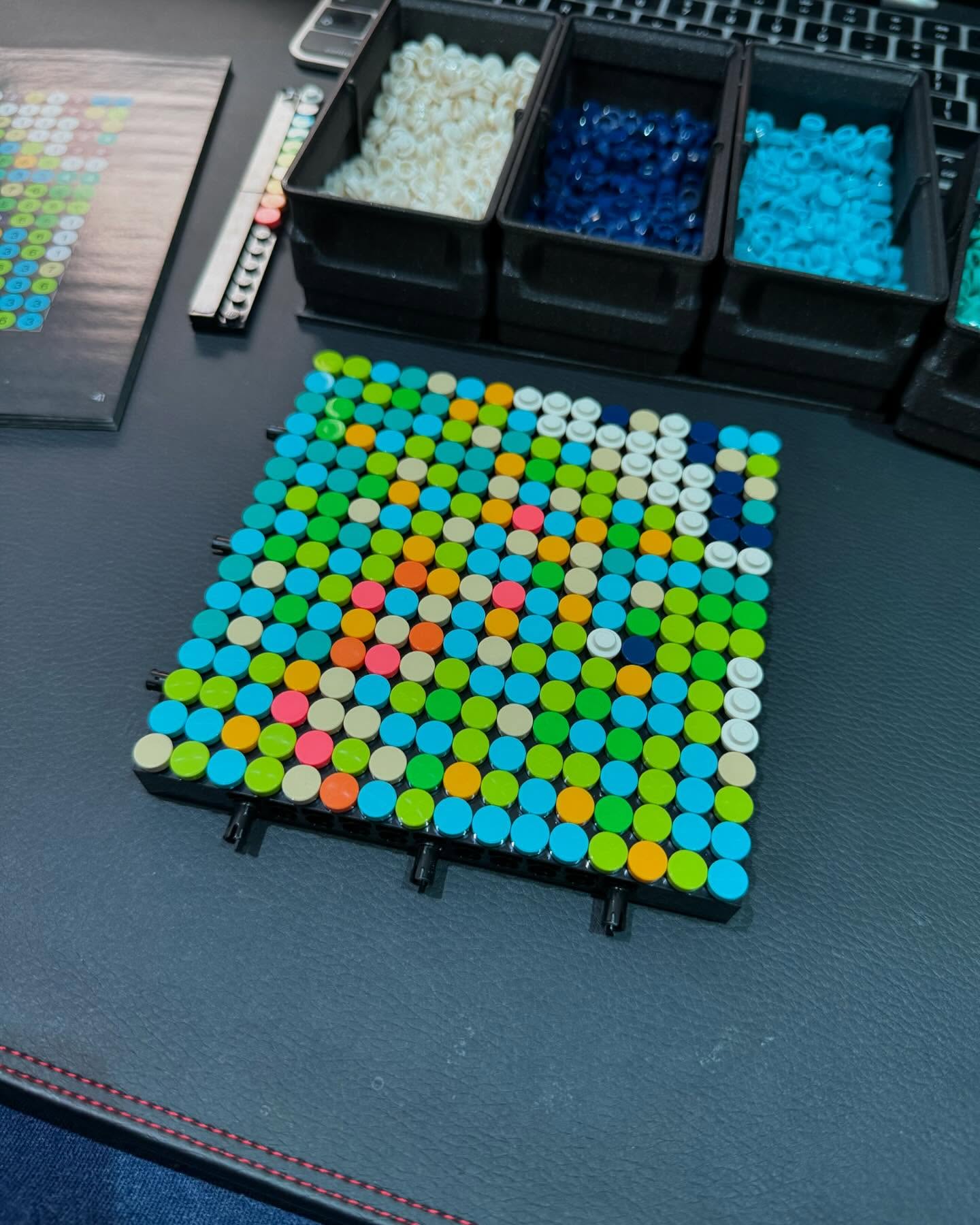 Next row completed one 16x16 panel at a time (5 to a row) #lego