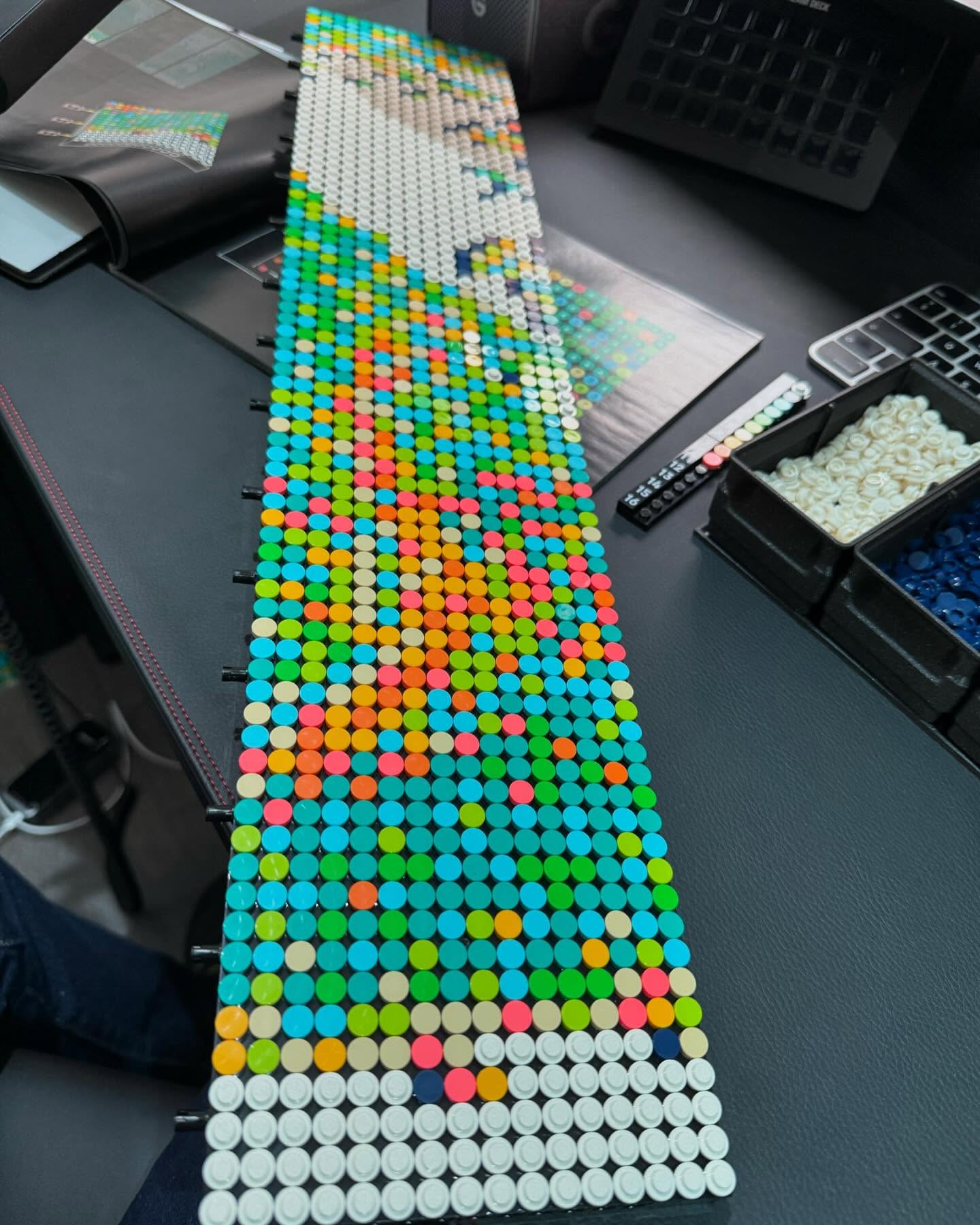 Next row completed one 16x16 panel at a time (5 to a row) #lego