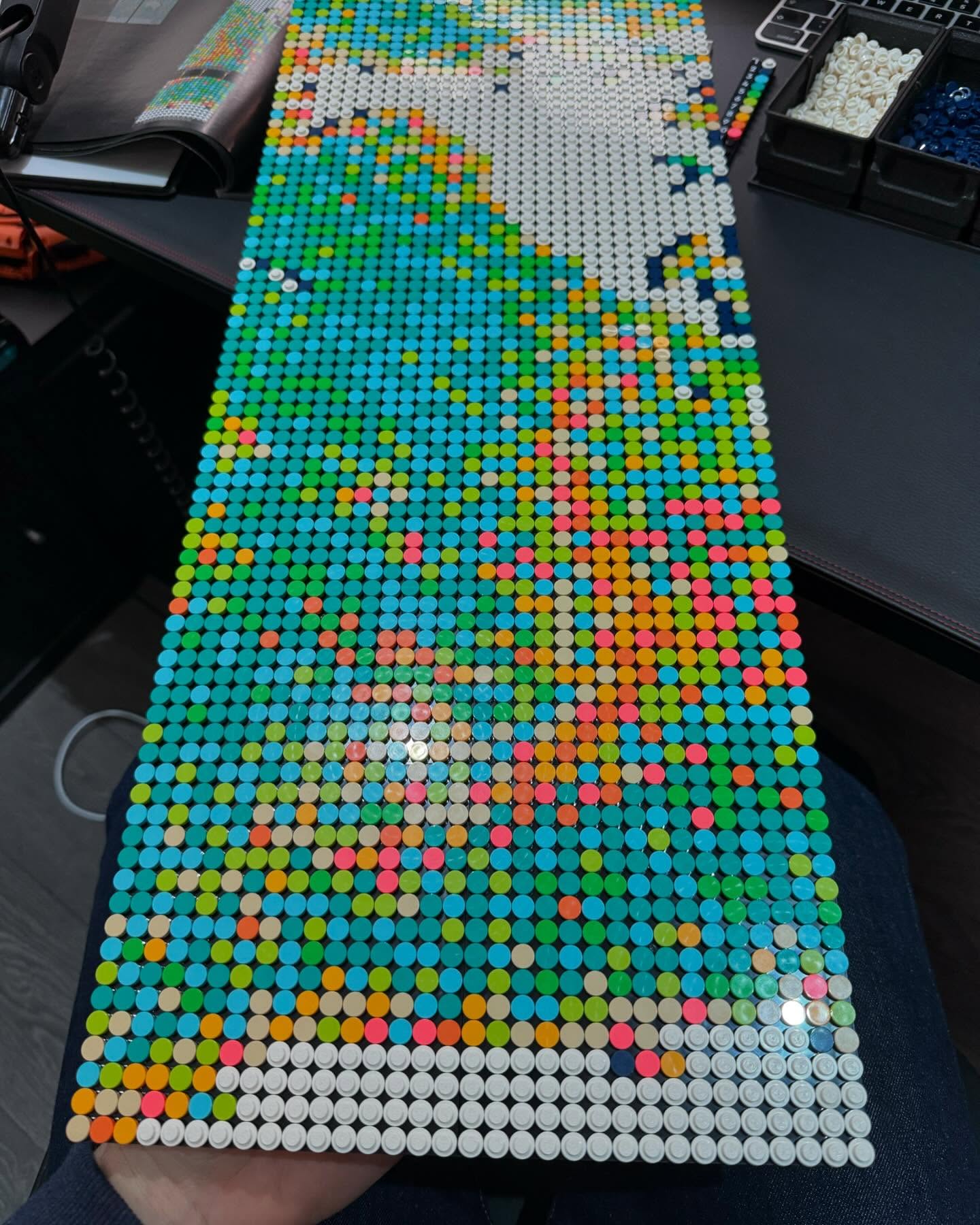 Next row completed one 16x16 panel at a time (5 to a row) #lego